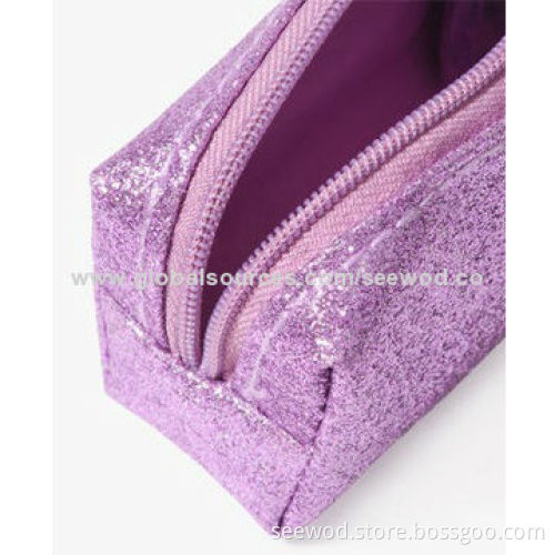 Glittered Mesh Cosmetic Bag, Made of PU